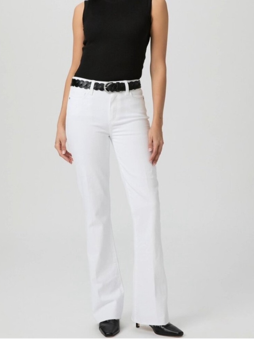 NEW PAIGE High Rise Laurel Canyon Bootcut Jeans Pants.  Crisp White. Size 28